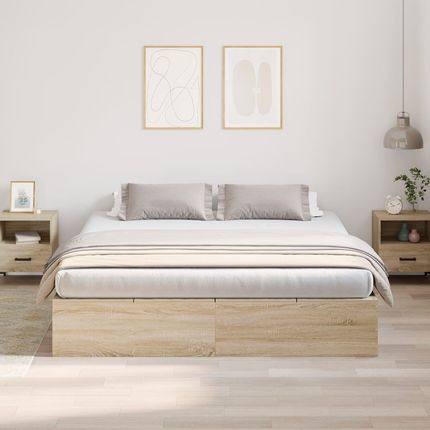 vidaXL Rama Łóżka Z Miejscem Na Przechowywanie Sonoma Oak 200X200Cm (3335359) - zdjęcie 2