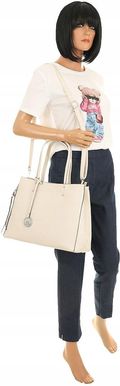 JGL Just Glamour Włoska Torebka Damska kuferek listonoszka WHSG18671 Beige - zdjęcie 2