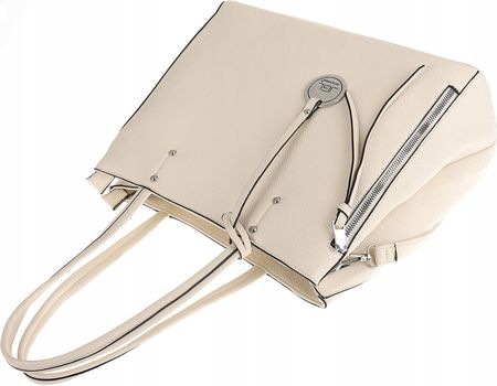 JGL Just Glamour Włoska Torebka Damska kuferek listonoszka WHSG18671 Beige - zdjęcie 3