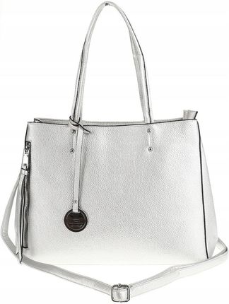 JGL Just Glamour Włoska Torebka Damska kuferek listonoszka WHSG18671 Silver - zdjęcie 4