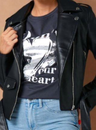 Bluzka z metalicznym nadrukiem koszulka bawełna SINSAY t-shirt grafit L - zdjęcie 2