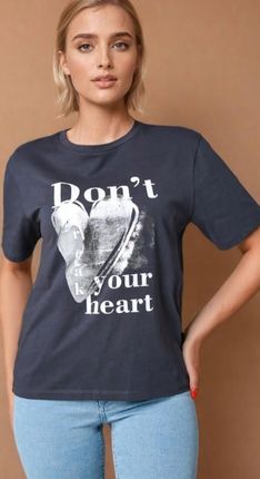 Bluzka z metalicznym nadrukiem koszulka bawełna SINSAY t-shirt grafit L - zdjęcie 3