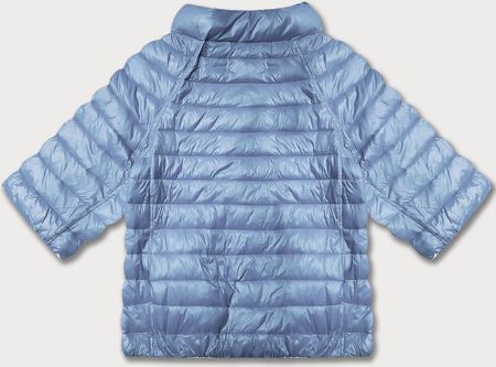 Dwustronna kurtka damska plus size z rękawem 3/4 Minority jasny niebieski/kwiaty (M23-7010-50) - zdjęcie 2