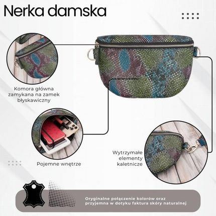 Nerka skórzana saszetka damska z printem imitującym skórę wężową Paolo Peruzzi T-36-A - zdjęcie 6