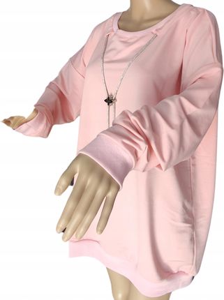 Bluzka damska plus size nieocieplana różowa z ozdobną zawieszką wysyłka 24h - zdjęcie 2