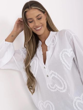 Biała koszulowa bluzka w stylu boho OCH BELLA - zdjęcie 2