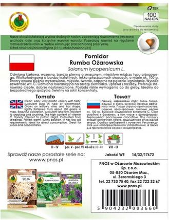 Pomidor Rumba Ożarowska 100 Nasion Wczesna Odmiana O Mięsistym Miąższu - zdjęcie 2