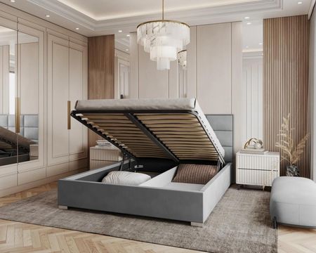 Fdm Łóżko Tapicerowane Apollo Rama Stelaż Metalowy Podnoszony 180X200 Trinity Pudrowy Róż - zdjęcie 2