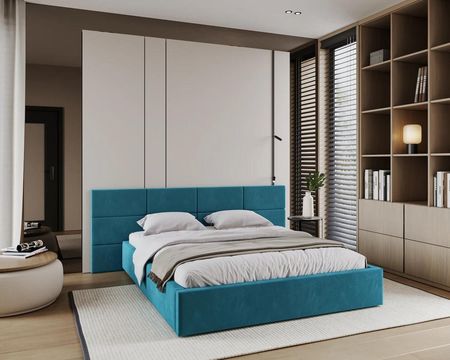 Fdm Łóżko Tapicerowane Denver Z Panelami Ściennymi 90X200 Trinity Pudrowy Róż - zdjęcie 2