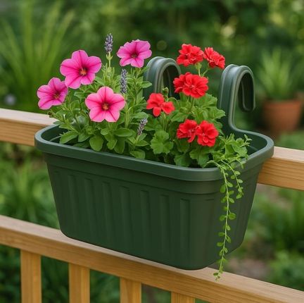 Skrzynka Okienna Wisząca 38cm Zielona Lekka Idealna Na Balkon I Do Ogrodu - zdjęcie 2
