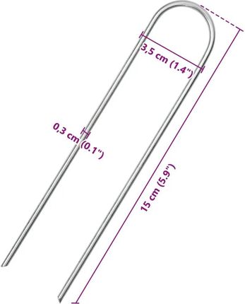 vidaXL Kołki Gruntowe W Kształcie Litery U 25szt. 15X3,5cm Stal 4009363 - zdjęcie 2
