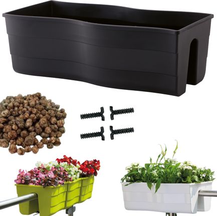Form-Plastic 3X Skrzynka Na Balustradę Wave 60 Doniczka Balkonowa + Keramzyt 5L - zdjęcie 2