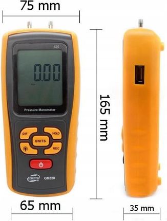 Benetech Manometr Cyfrowy Miernik Ciśnienia Tester Podciśnienia 0 - 0.350 Barów Usb - zdjęcie 3