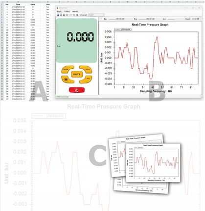 Benetech Manometr Cyfrowy Miernik Ciśnienia Tester Podciśnienia 0 - 0.350 Barów Usb - zdjęcie 4