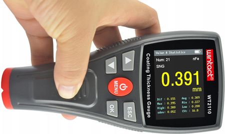Wintact Miernik Grubości Lakieru Tester Czujnik Powłok Mikrony Wykresy Lcd +Baterie - zdjęcie 3