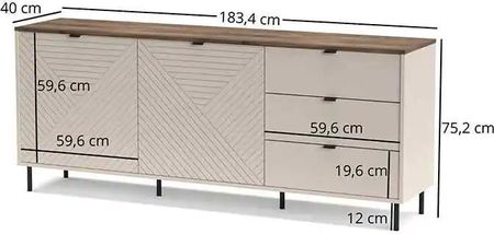 Mebel Bos Szeroka Komoda Z Szufladami Evo 2D3S (EVO2D3S) - zdjęcie 2