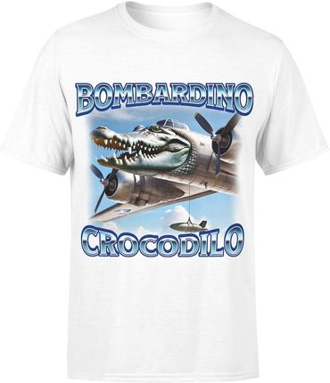 Bombardino Crocodilo Brainrot Tik Tok Memy Bombardiro Crokodilo Bombardinio Męska koszulka (XXL, Czarny) - zdjęcie 2