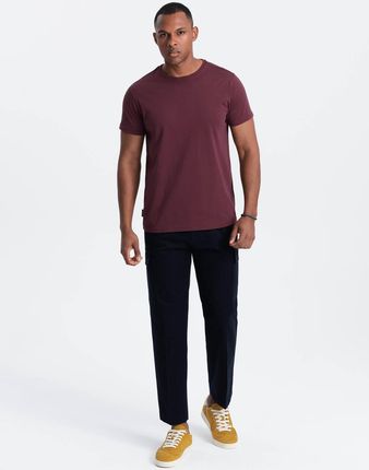 Męski T-shirt koszulka Basic 100% bawełna bordowy V10 OM-TSBS-0146 L - zdjęcie 2