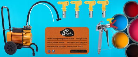 Agregat malarski Rosfix Strong Orange Storm SOS03 z wielkim zestawem akcesoriów malarskich PACK-MAX3 - zdjęcie 5