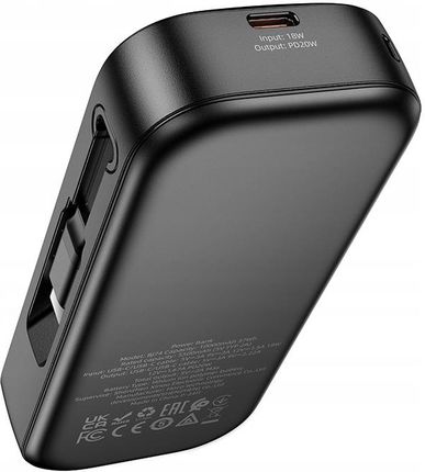 Borofone Power Bank 10000Mah Bj74 Hermoso Typ C Qc 3 0 Pd 20W Z Kablem Czarny - zdjęcie 4