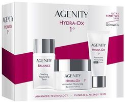 Zdjęcie Zestaw Agenity Hydra-Ox Antyoksydacyjny krem nawilżający na dzień SPF 20, 50 ml + Odbudowujący krem nawilżający na noc, 25 ml+ Łagodzący tonik nawilża - Orneta