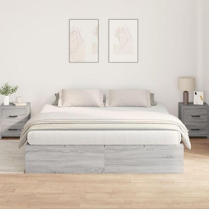 vidaXL Stelaż Łóżka Z Miejscem Na Przechowywanie Szary Sonoma 200x200cm - zdjęcie 2