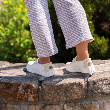 Lekkie pólbuty damskie - HEY DUDE WENDY ESPADRILLE WOVEN 43681 WHITE - zdjęcie 4