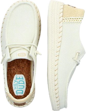 Lekkie pólbuty damskie - HEY DUDE WENDY ESPADRILLE WOVEN 43681 WHITE - zdjęcie 4
