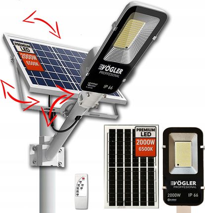 Lampa Solarna Uliczna Czujnik Ruchu Zmierzchu Mocna Uchwyt Montaż 2000W - zdjęcie 3