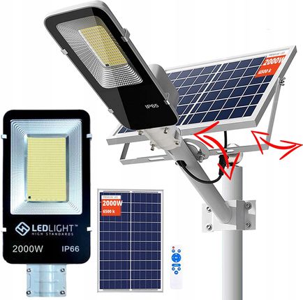 Lampa 2000W Solarna Led Z Regulowanym Panelem Mocna Duża Uliczna Ogrodowa - zdjęcie 3