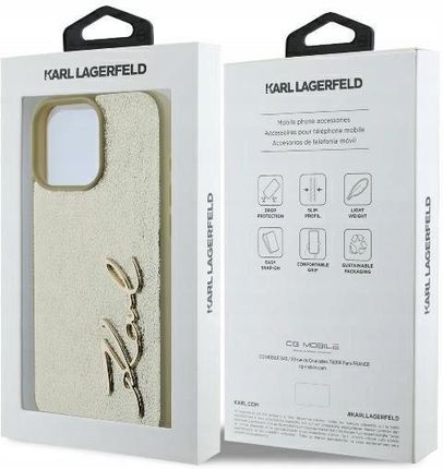 Karl Lagerfeld Etui Plecki Metal Signature Do Iphone 16 Pro Złote - zdjęcie 3