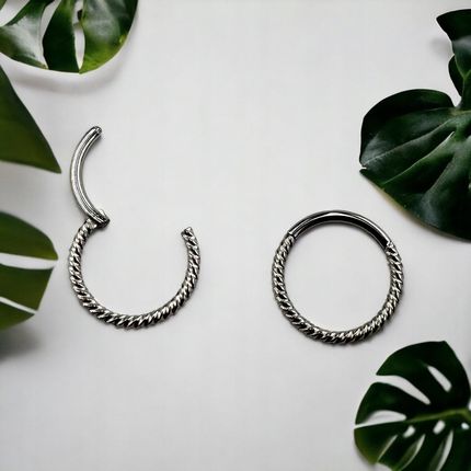 Kolczyk Piercing srebrny z grawerem Clicker Kółko Helix Nostril 1,2/8 - zdjęcie 5