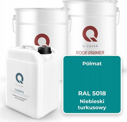 Q-Cover Farba Dach Metal Odtłuszczacz Niebieski Turkus Półmat 25l - zdjęcie 2