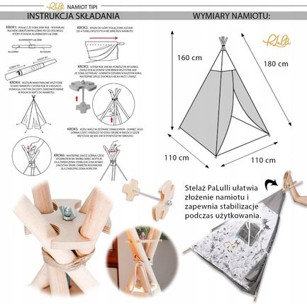 Palulli Tipi Namiot Dla Dzieci Ze Stabilizatorem Wigwam Stabilizator - zdjęcie 3
