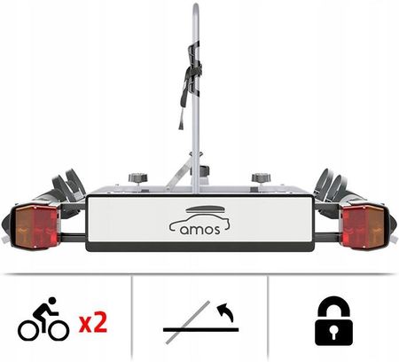 Amos Bagażnik Rowerowy Platforma Na Hak 2 Rowery Do 75Kg Uchył + Wieszak Ścienny - zdjęcie 5