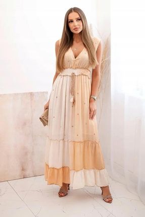 Morelowa sukienka maxi z wiskozy z cekinami | Styl Boho | Stylowy Wieszak - zdjęcie 4