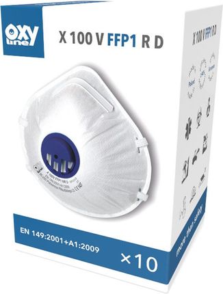 Oxyline Maska Z Filtrem Ffp1 Z Zaworkiem X 100 V Ffp1 R D Kolor Biały 10szt. - zdjęcie 2