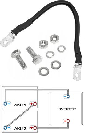 Zestaw: 2 x akumulator żelowy Qoltec GEL Deep Cycle Professional LongLife 12V 100Ah + przewód do łączenia 3SPZC21726 12V/24V magazyn energii - zdjęcie 3