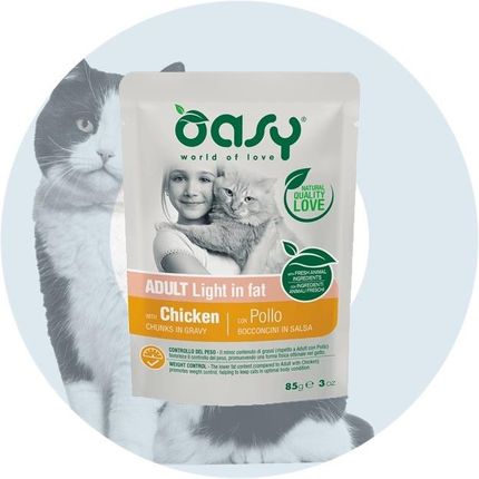 Oasy Chunks In Gravy Light In Fat Mokra Karma W Sosie Dla Kotów Z Nadwagą Kurczak 85G - zdjęcie 3
