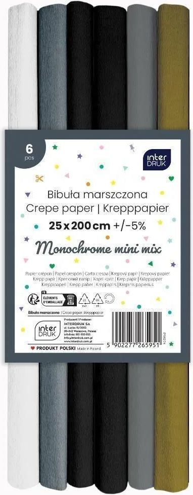 Zdjęcie Bibuła Marszczona Monochrome Mini Mix 6Szt. - Bisztynek