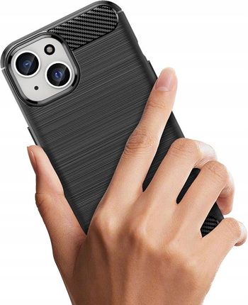 Plecki Elastyczne etui Carbon Case z wzorem karbon do iPhone 15 niebieskie - zdjęcie 2