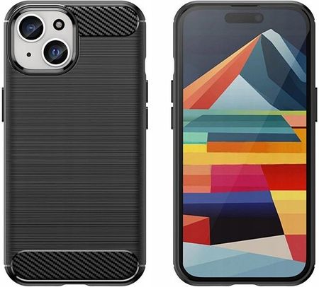Plecki Elastyczne etui Carbon Case z wzorem karbon do iPhone 15 niebieskie - zdjęcie 4