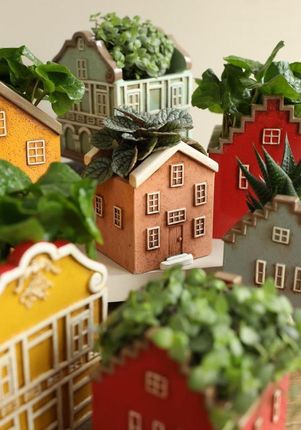 Ideas 4 Seasons Osłonka Doniczka Ceramika Ozdobna Domek Pomarańcz 18164 - zdjęcie 2