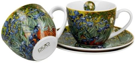Duo Dwie Filiżanki Do Kawy Gogh Porcelana Kwiaty Irysy - zdjęcie 2