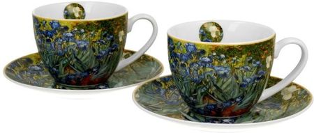 Duo Dwie Filiżanki Do Kawy Gogh Porcelana Kwiaty Irysy - zdjęcie 5