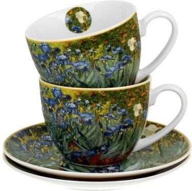 Duo Dwie Filiżanki Do Kawy Gogh Porcelana Kwiaty Irysy - zdjęcie 4