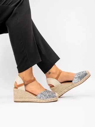 Espadryle Gwiezdne NA KOTURNIE SREBRNE 40 - zdjęcie 3