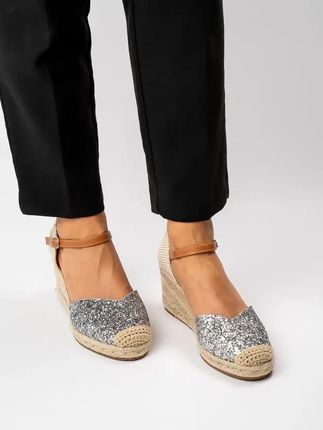 Espadryle Gwiezdne NA KOTURNIE SREBRNE 40 - zdjęcie 2