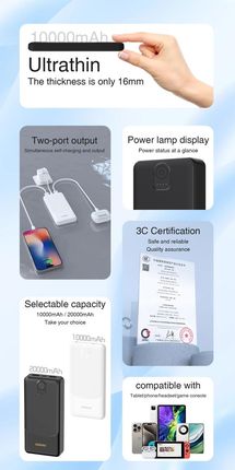 Dudao K10 10000Mah Biały - zdjęcie 5