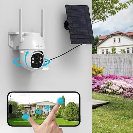 Iegeek Kamera Obrotowa Solarna Ip Smart Na Kartę Sim 4G Lte Gsm 2K 3Mpx Hd 2Szt. - zdjęcie 3